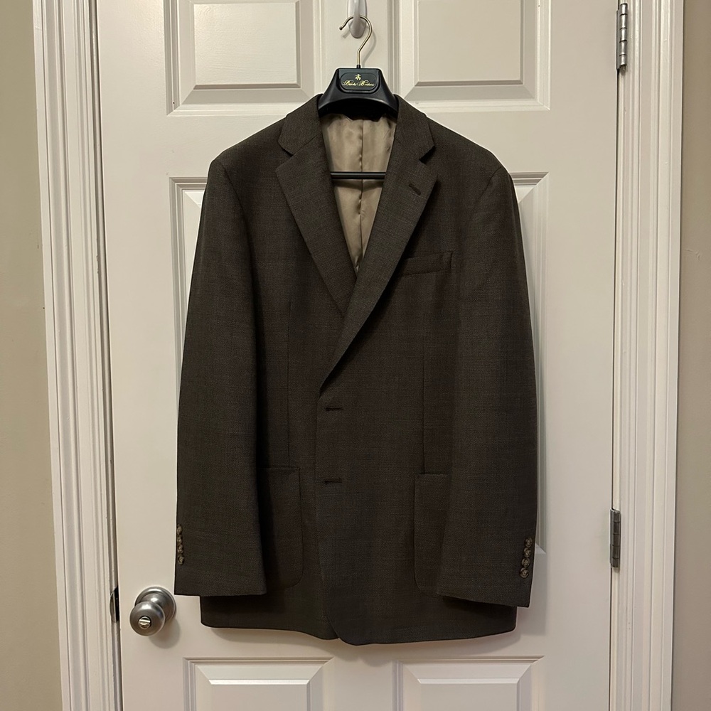 Brooks Brothers Traditional Fit Wool Hopssack Patch Pocket Sport Coat 44R